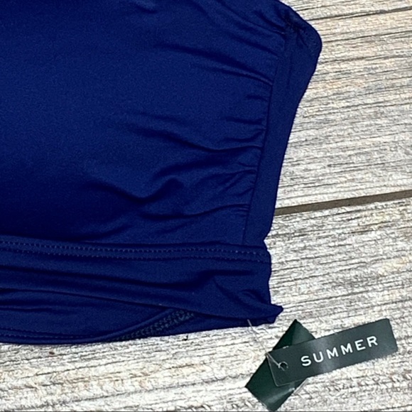 NWT Lauren Ralph Lauren Blue Beaded Halter Bikini Top 8 - Picture 8 of 12